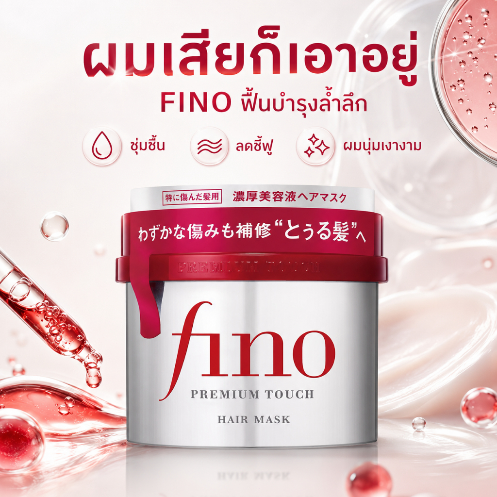 ภาพเพิ่มเติมของ พร้อมส่ง Shiseido Fino Premium Touch Hair Mask กระป๋องแดง 230g มาส์กผมอันดับ1ญี่ปุ่น ซ่อมผมทำสีทำดัด ผมลื่นเนียนได้3วัน