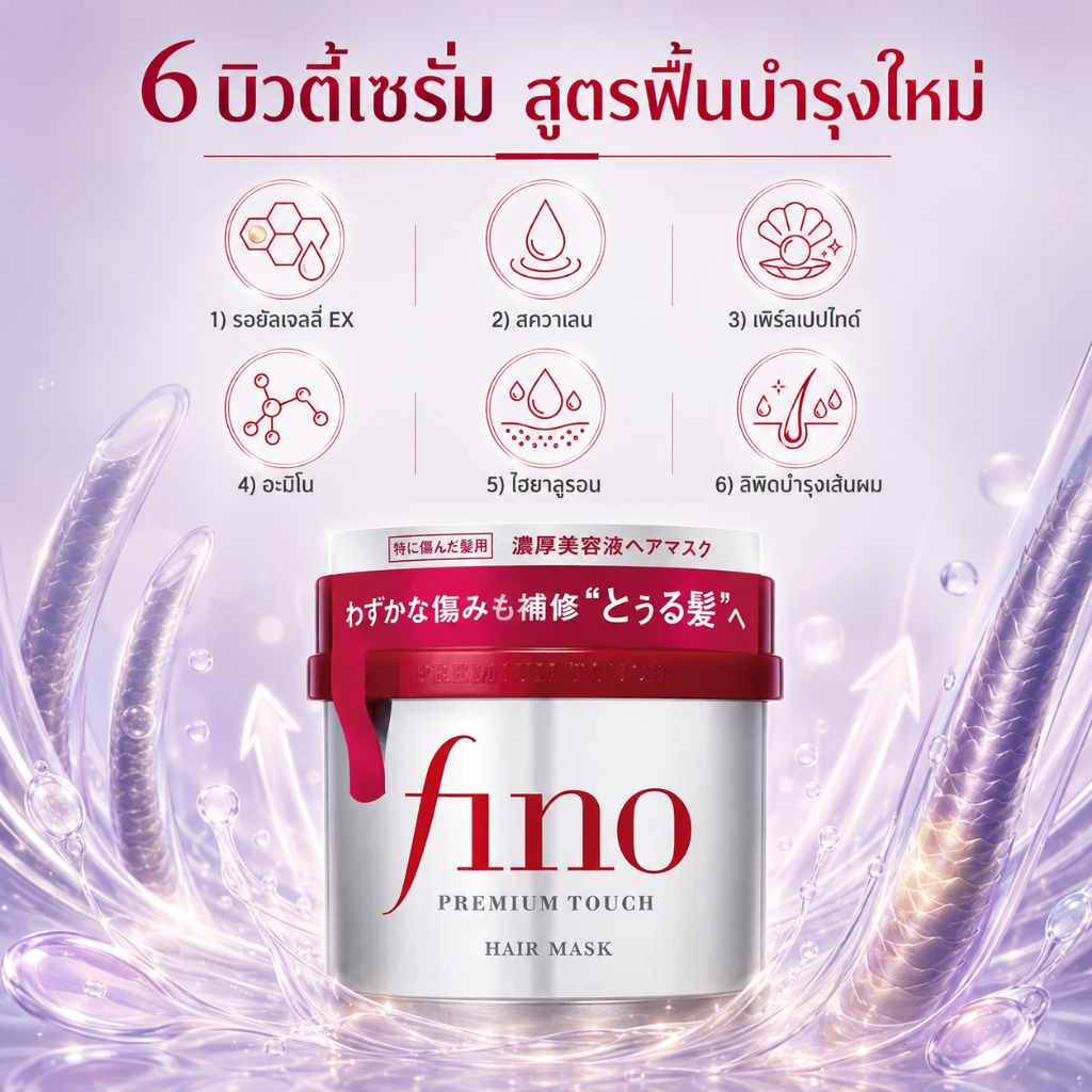 ภาพเพิ่มเติมของ พร้อมส่ง Shiseido Fino Premium Touch Hair Mask กระป๋องแดง 230g มาส์กผมอันดับ1ญี่ปุ่น ซ่อมผมทำสีทำดัด ผมลื่นเนียนได้3วัน