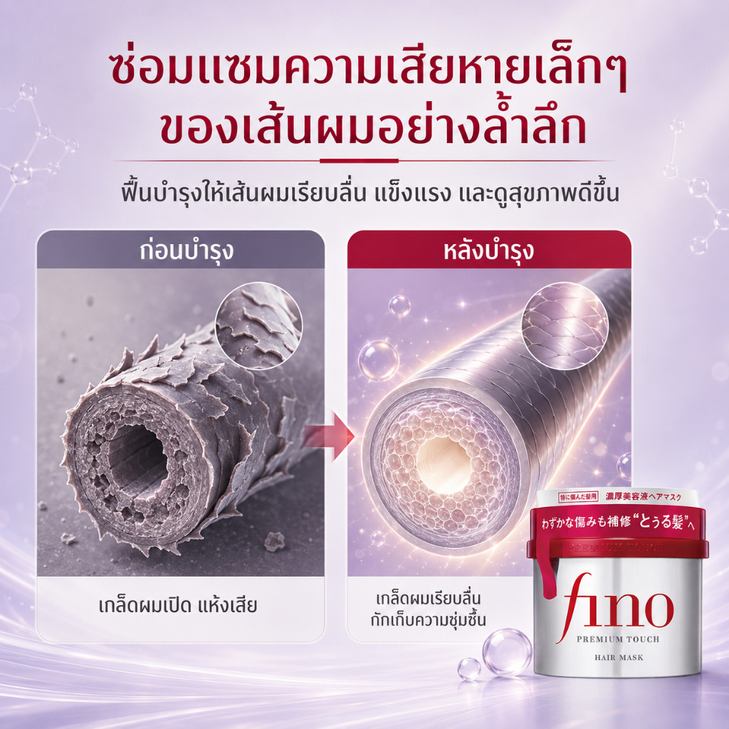 ภาพเพิ่มเติมของ พร้อมส่ง Shiseido Fino Premium Touch Hair Mask กระป๋องแดง 230g มาส์กผมอันดับ1ญี่ปุ่น ซ่อมผมทำสีทำดัด ผมลื่นเนียนได้3วัน