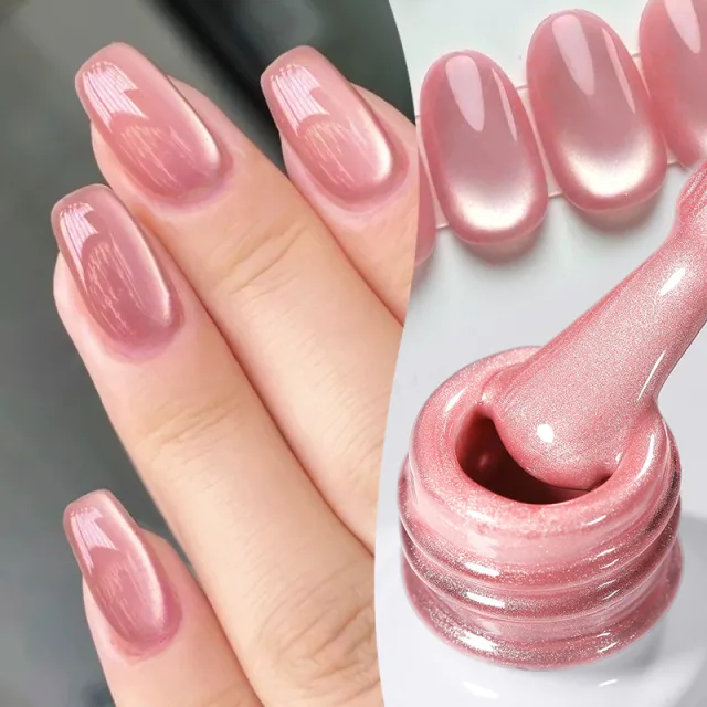 【Local】BORN PRETTY สีชมพูลูกปัดแก้วคริสตัลแมวตาแม่เหล็กเจลเล็บ Freedom Land Jelly กึ่งถาวร Soak Off UV เจลเคลือบเงา 10ml