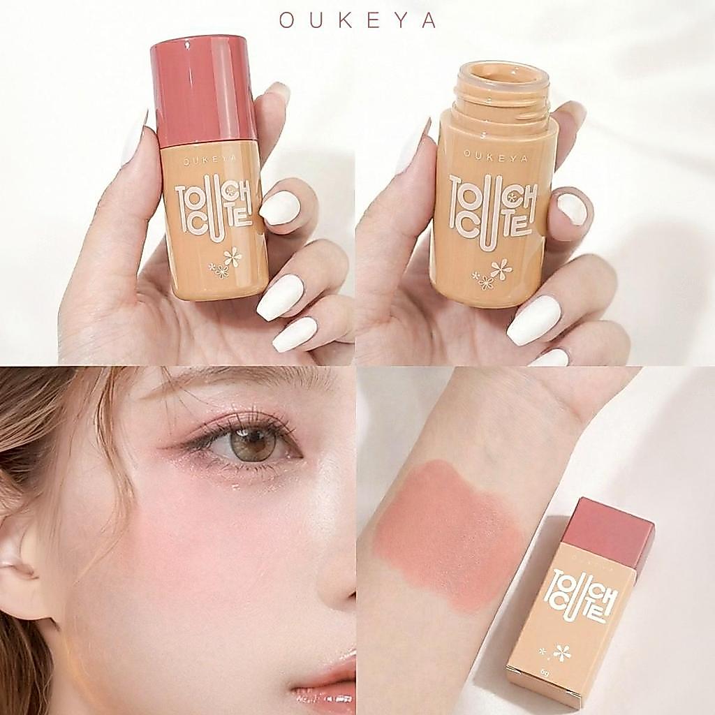 ภาพเพิ่มเติมของ OUKEYA TOUCH CUTE BLUSH โอกิยะ ทัช คิวท์ บลัช บรัชออนเนื้อครีม เม็ดสีชัด เนื้อบางเบา