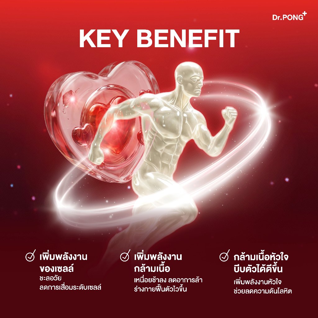 ภาพเพิ่มเติมของ [ช้อปครบ รับฟรี]  Dr.PONG CoQ10 30 mg Coenzyme Q10 plus vitamin E โคคิวเท็น เพิ่มพลังงาน ผิวเรียบเนียน ร่างกายสดชื่น