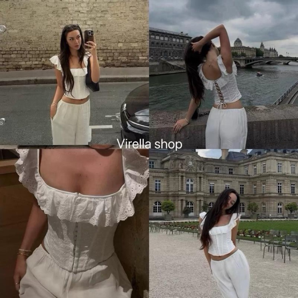 ภาพเพิ่มเติมของ แบรนด์Valérie Off-Shoulder ชุดคลอเซ็ตขาวสไตล์ลูกไม้ ดีไซน์คอออกไหล่ พร้อมรายละเอียดกระโปรงฟรัฟฟี่น่ารัก