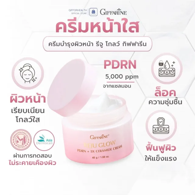 ครีมบำรุงผิวหน้า ครีมหน้าใส ผิวชุ่มชื้น ครีม pdrn รีจูโกลว์กิฟฟารีน pdrn cream ครีมหน้าขาวใส