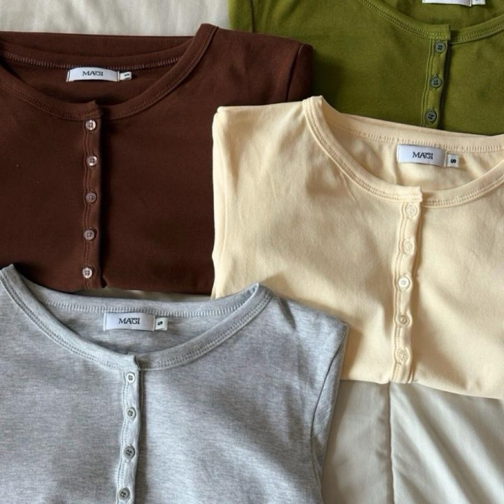 ภาพเพิ่มเติมของ (S-4XL) Olive Soft Long Sleeve เสื้อยืดแขนยาวแต่งกระดุม