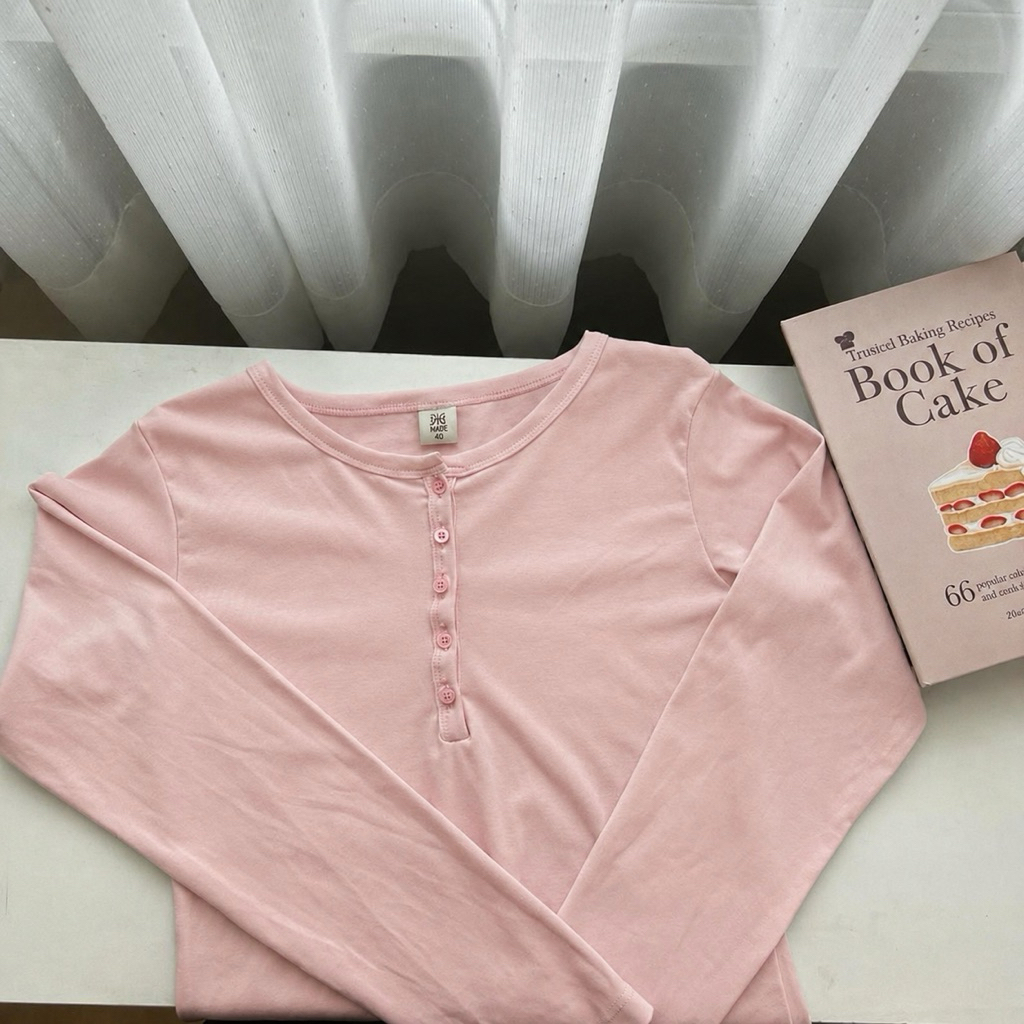 ภาพเพิ่มเติมของ (S-4XL) Olive Soft Long Sleeve เสื้อยืดแขนยาวแต่งกระดุม