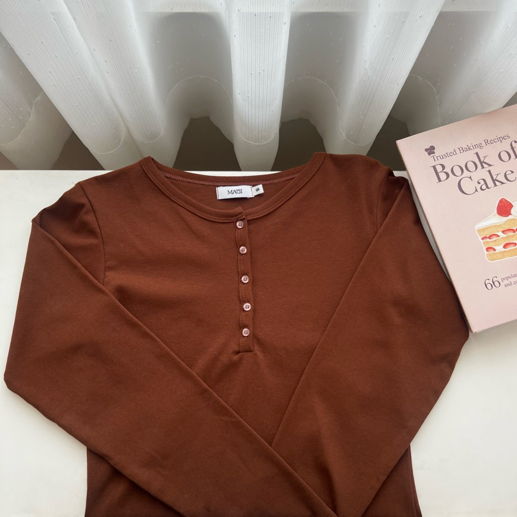 ภาพเพิ่มเติมของ (S-4XL) Olive Soft Long Sleeve เสื้อยืดแขนยาวแต่งกระดุม