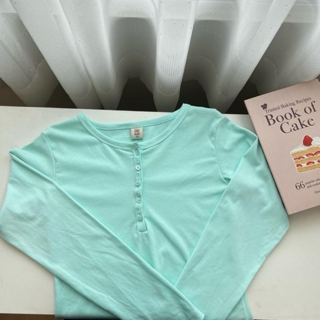 ภาพเพิ่มเติมของ (S-4XL) Olive Soft Long Sleeve เสื้อยืดแขนยาวแต่งกระดุม