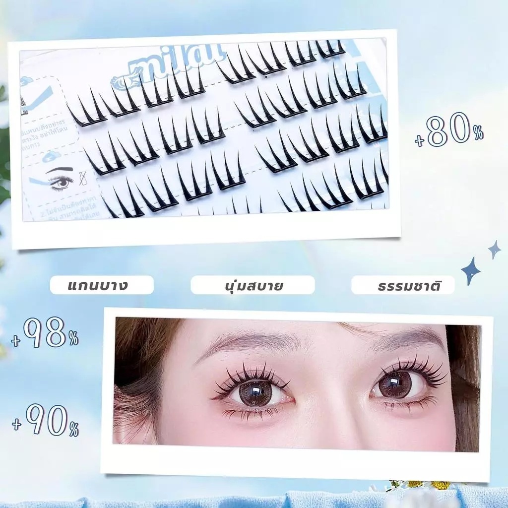 ภาพเพิ่มเติมของ MILAI G102 ขนตาปลอมกาวในตัว ไม่ต้องใช้กาว 8-13มม 36ช่อ เรียงเส้นธรรมชาติ
