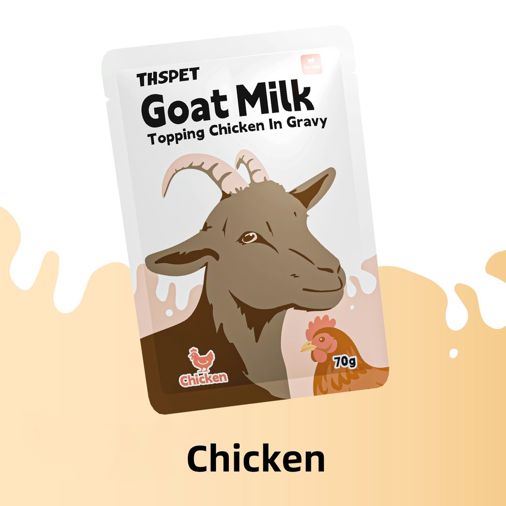 ภาพเพิ่มเติมของ THSPET นมแพะท็อปปิ้งแมว 70g อาหารเปียกแมว สูตรไก่/ทูน่าในน้ำเกรวี่นมแพะ โปรตีนสูง ย่อยง่าย สำหรับแมว 2 เดือนขึ้นไป