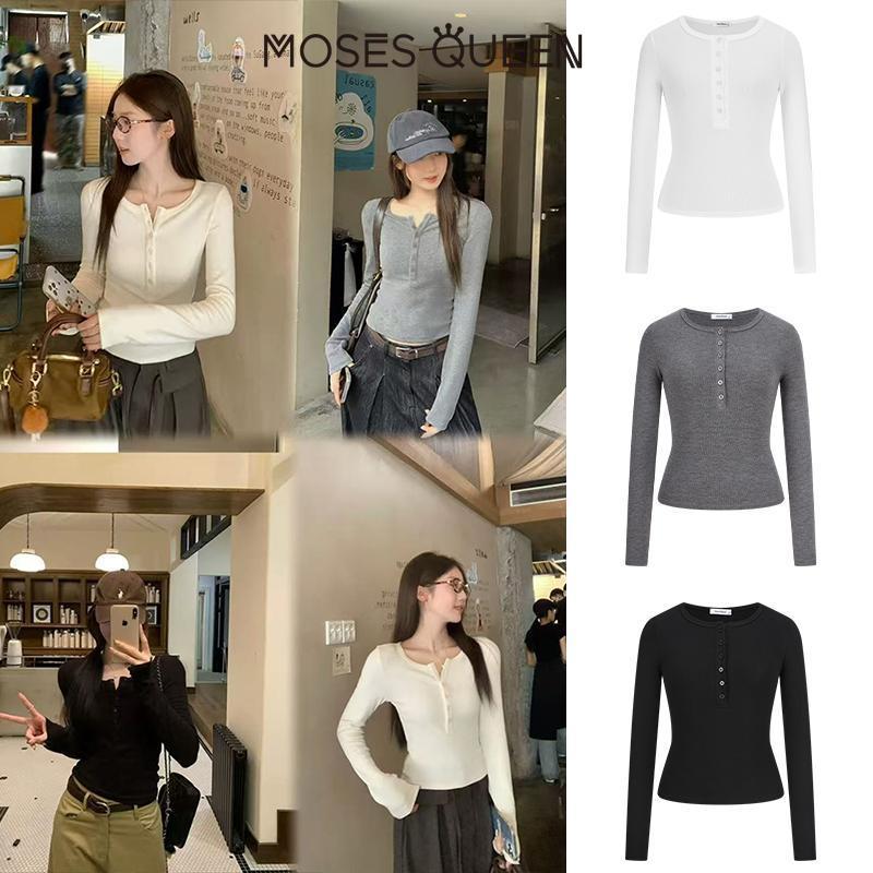 ภาพเพิ่มเติมของ MOSESQUEEN เสื้อสเวตเตอร์ฮันนี่คอลเลอร์ สไตล์คล่องตัว สำหรับผู้หญิง เหมาะสำหรับสวมใส่ประจำวันและลมเย็น #63352