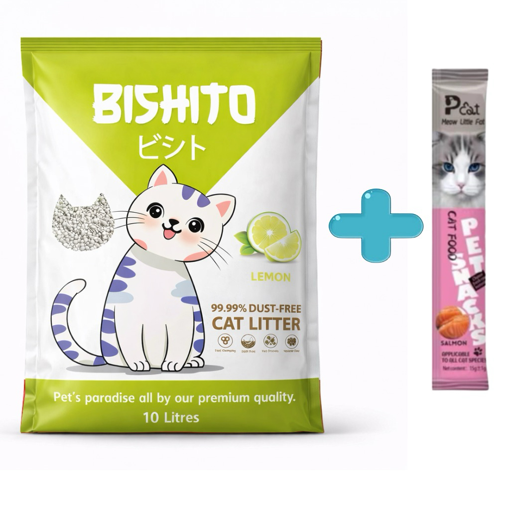 ภาพเพิ่มเติมของ [40ลิตร]ทรายแมวBishito บิชิโตะ+[ฟรีขนมแมวเลีย 1ซอง] *สูตรฝุ่นน้อยพิเศษ