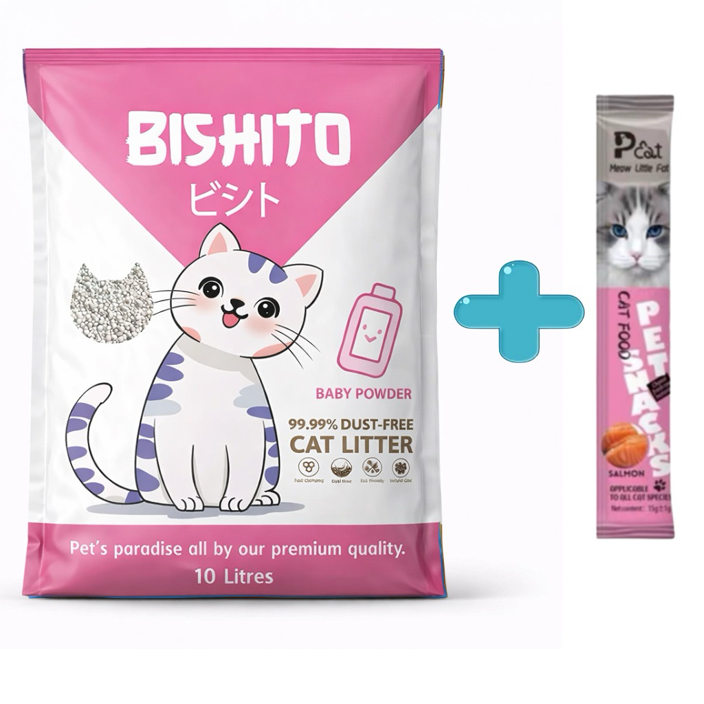 ภาพเพิ่มเติมของ [40ลิตร]ทรายแมวBishito บิชิโตะ+[ฟรีขนมแมวเลีย 1ซอง] *สูตรฝุ่นน้อยพิเศษ