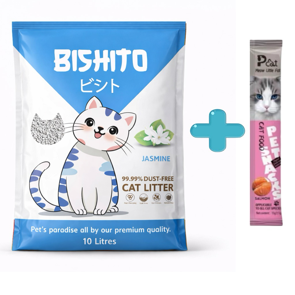 ภาพเพิ่มเติมของ [40ลิตร]ทรายแมวBishito บิชิโตะ+[ฟรีขนมแมวเลีย 1ซอง] *สูตรฝุ่นน้อยพิเศษ