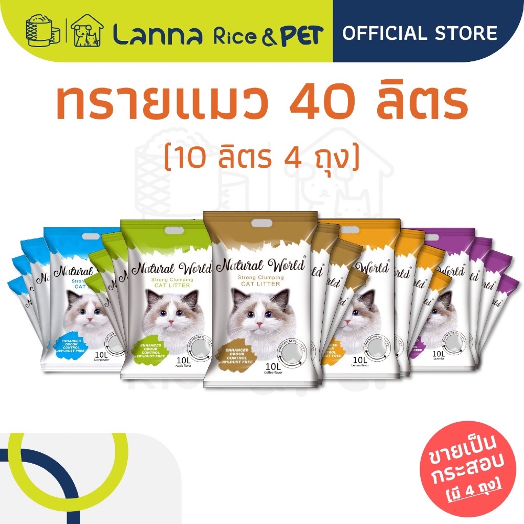 Natural World (40ลิตร) ทรายแมว เนเจอรัลเวิลด์ 10Lx4ถุง