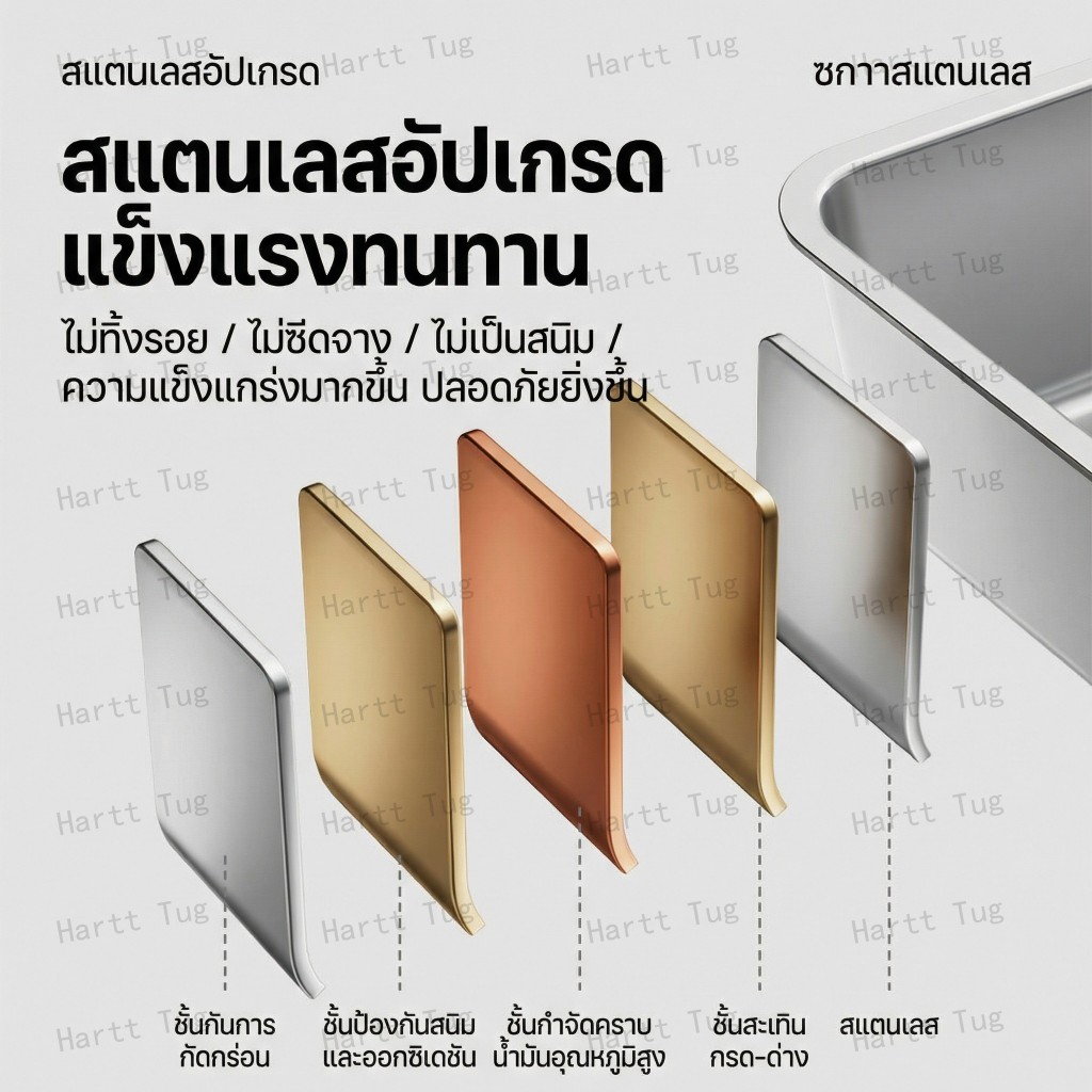 ภาพเพิ่มเติมของ SUNESY ✨อ่างสแตนเลส✨ห้องน้ำแมว กระบะทรายแมว พื้นที่มากมาย กระบะทรายแมว ห้องส้วมแมว