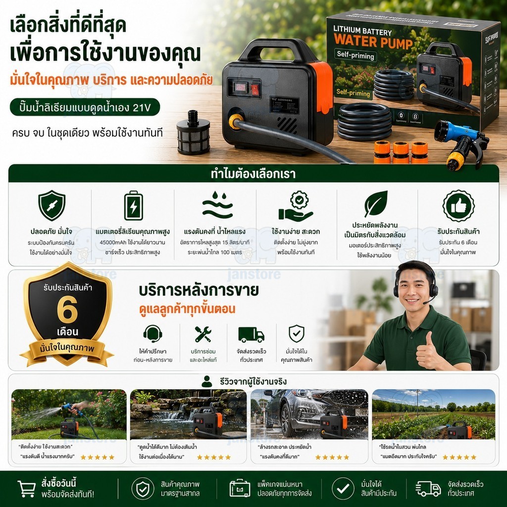 ภาพเพิ่มเติมของ ปั๊มน้ำไฟฟ้า ปั้มน้ำอัตโนมัติ 45000mAh DC Pump ปั้มแบตเตอรี่ ไดโว่ดูดน้ำ แบบพกพา ไร้สาย ปั๊มแช่ ปั๊มจุ่ม ไดโว่ ปั๊มน้ำ