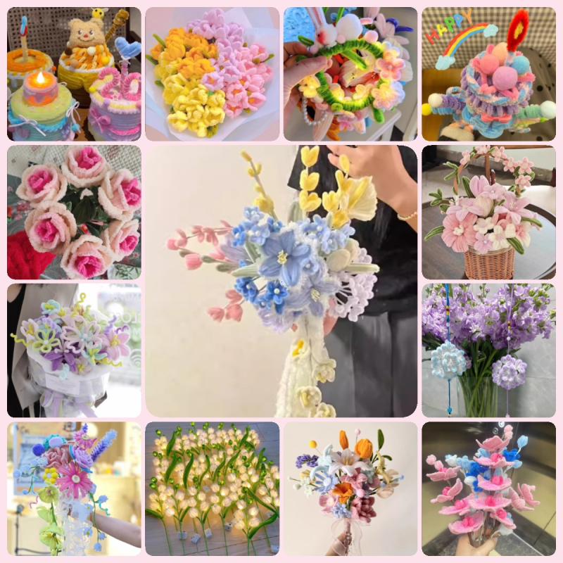 ภาพเพิ่มเติมของ ลวดกำมะหยี่ DIY 100 ชิ้น หนา 6/8 มม ฟูนิ่ม บิดง่าย สีสันสดใส สร้างสรรค์งานประดิษฐ์ต่างๆ สำหรับงานฝีมือ