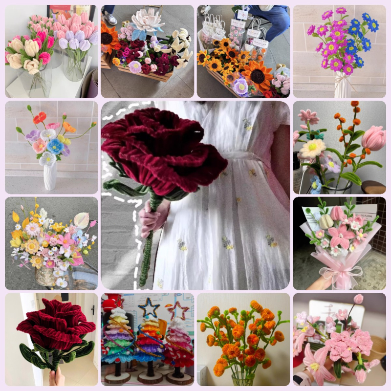 ภาพเพิ่มเติมของ ลวดกำมะหยี่ DIY 100 ชิ้น หนา 6/8 มม ฟูนิ่ม บิดง่าย สีสันสดใส สร้างสรรค์งานประดิษฐ์ต่างๆ สำหรับงานฝีมือ