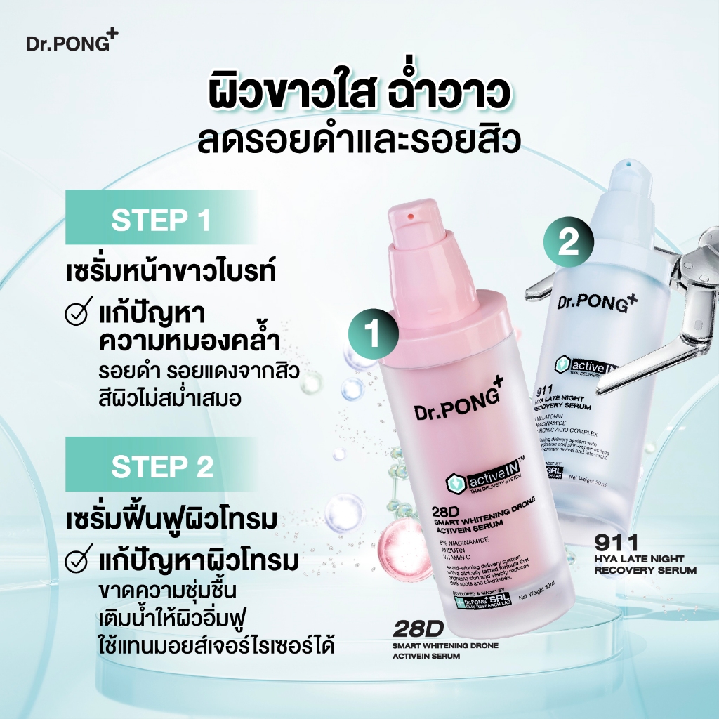 ภาพเพิ่มเติมของ [เซตคู่สุดคุ้ม ราคาพิเศษ] รวมเซรั่มสูตรอัปเกรดใหม่! เห็นผลกว่าเดิม Dr.PONG activeIN™ Series Serum ซึมเข้าผิวมากขึ้น 11.5
