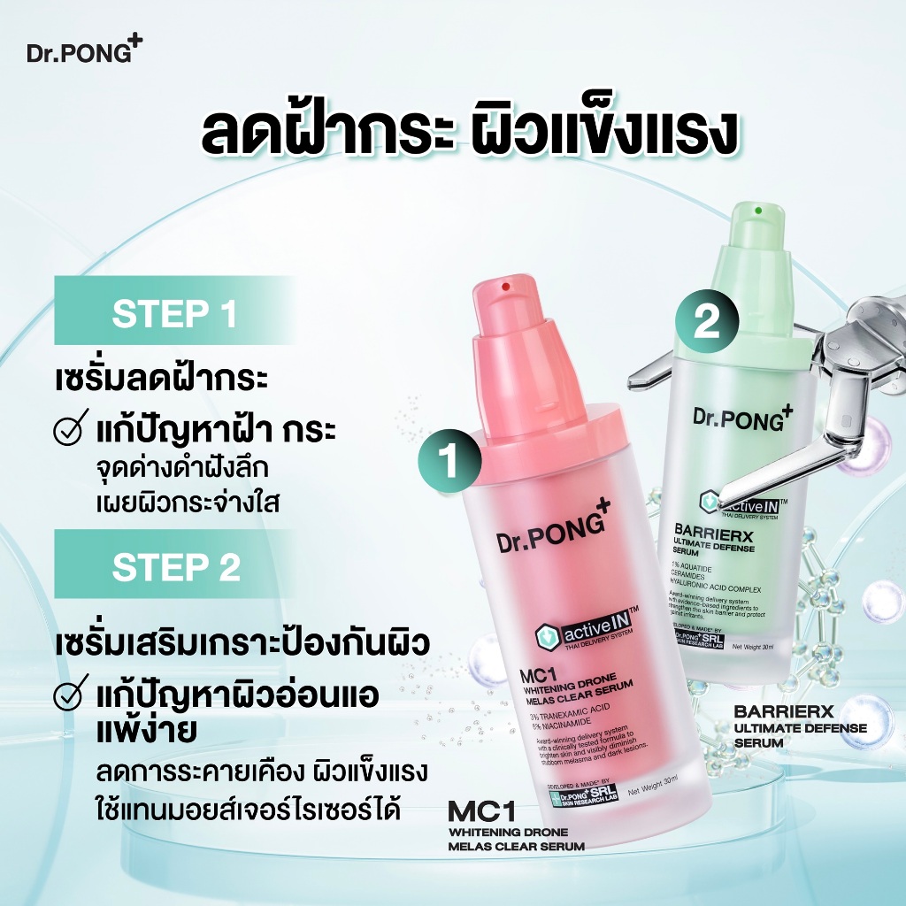 ภาพเพิ่มเติมของ [เซตคู่สุดคุ้ม ราคาพิเศษ] รวมเซรั่มสูตรอัปเกรดใหม่! เห็นผลกว่าเดิม Dr.PONG activeIN™ Series Serum ซึมเข้าผิวมากขึ้น 11.5