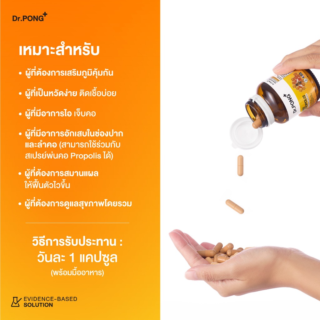 ภาพเพิ่มเติมของ Dr.PONG BEE PROPOLIS PLUS VITAMIN C AND ZINC​  โพรโพลิส วิตามินซี ซิงค์ เสริมภูมิคุ้มกัน ดูแลช่องปากและลำคอ