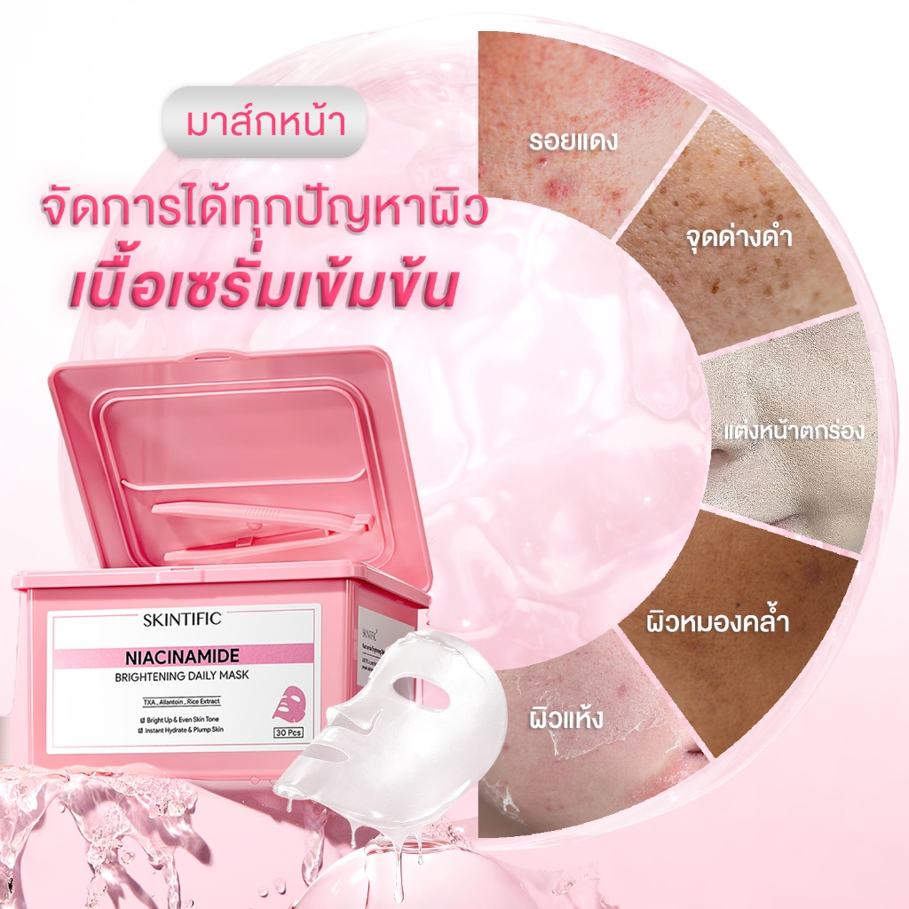 ภาพเพิ่มเติมของ 【1 กล่อง มี 30 แผ่น】SKINTIFIC Brightening Daily Mask 15 นาที บูสต์ผิวดูอิ่มน้ำ อัพผิวดูกระจ่างใสในทุกวัน มาร์คหน้า