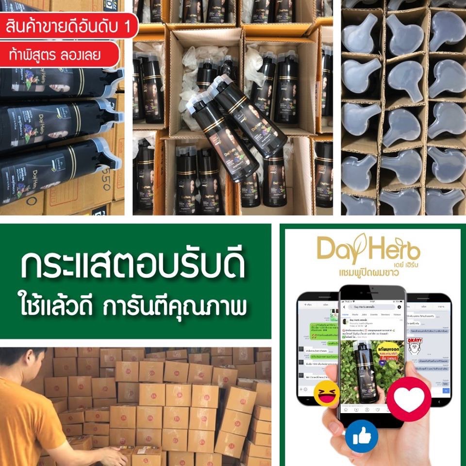 ภาพเพิ่มเติมของ DayHerb แชมพูปิดผมขาว เซ็ต 2 ขวด สมุนไพรแท้ ปิดหงอก ลดหงอก ผมดำใน 5 นาที ยาสระผมปิดผมขาว คุ้มกว่า 200ml x2