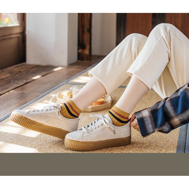 ภาพเพิ่มเติมของ (W-091) ซื้อขั้นต่ำ 2 คู่ ถุงเท้าสีพื้น 10สี ข้อคาดสี ถุงเท้าข้อสั้น แฟชั่น ลายน่ารักเนื้อผ้านุ่ม