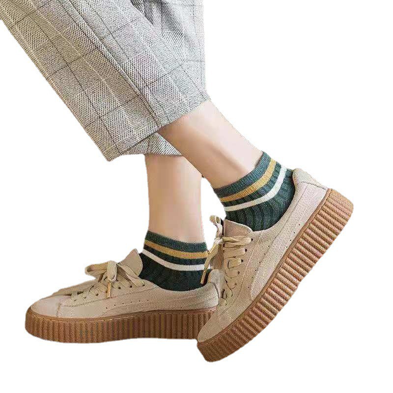 ภาพเพิ่มเติมของ (W-091) ซื้อขั้นต่ำ 2 คู่ ถุงเท้าสีพื้น 10สี ข้อคาดสี ถุงเท้าข้อสั้น แฟชั่น ลายน่ารักเนื้อผ้านุ่ม